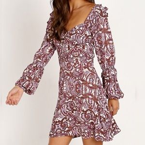 For Love and Lemons Babydoll Puff Sleeve Paisley Dress